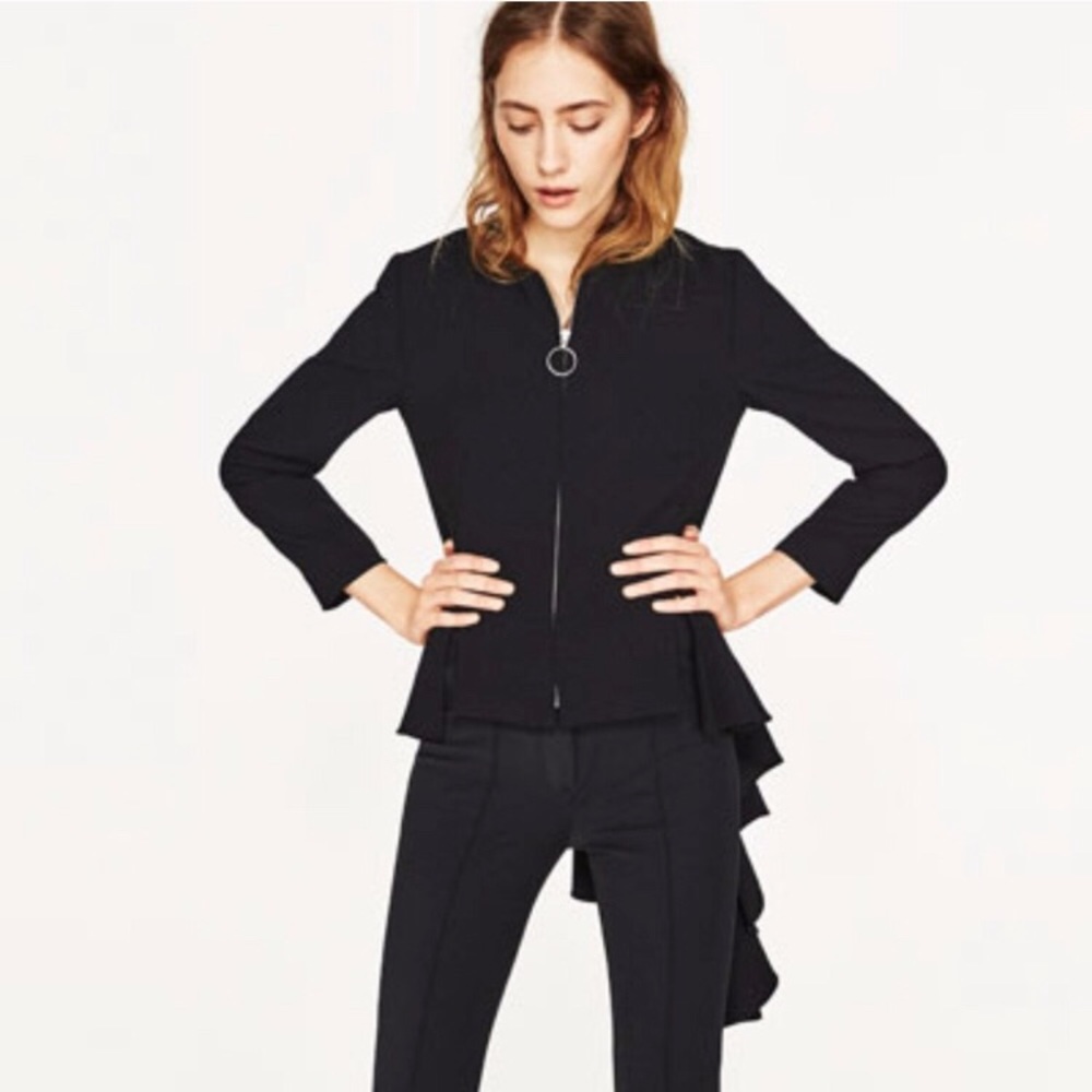 ZARA asymmetric hem jacket 2184 NWOT blogger fav
